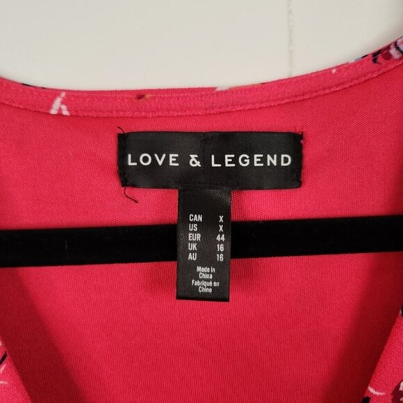 Love & Legend Pink Sleeveless A-Line Wrap Dress Knee Length Hot Pink Stretchy 0X - Picture 8 of 13